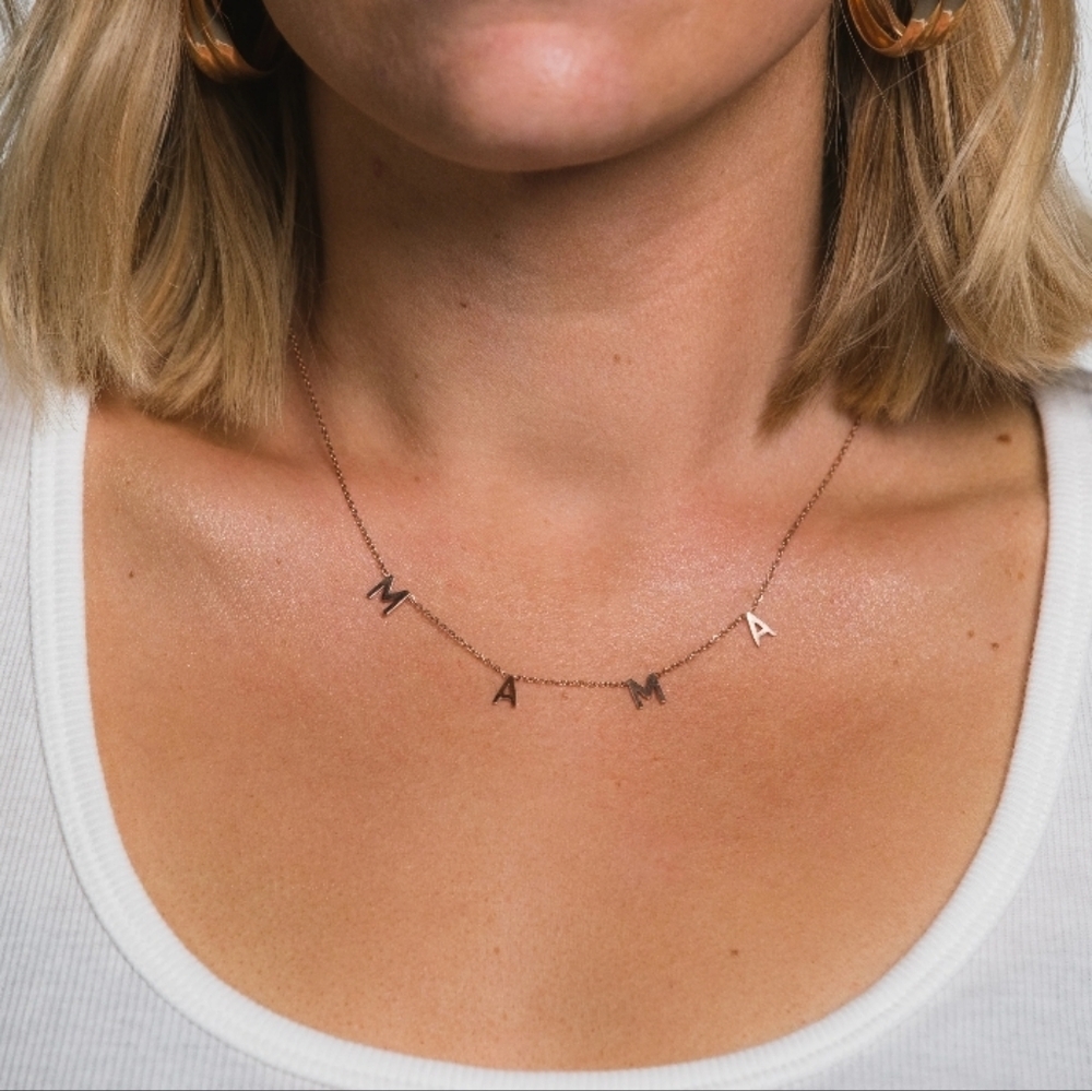 Stainless steel silver tone 'Mama' necklace nwt